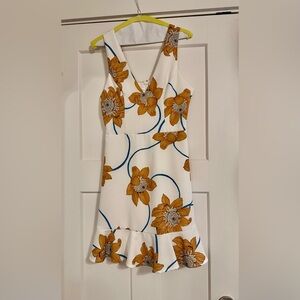 Floral White and Orange Dress